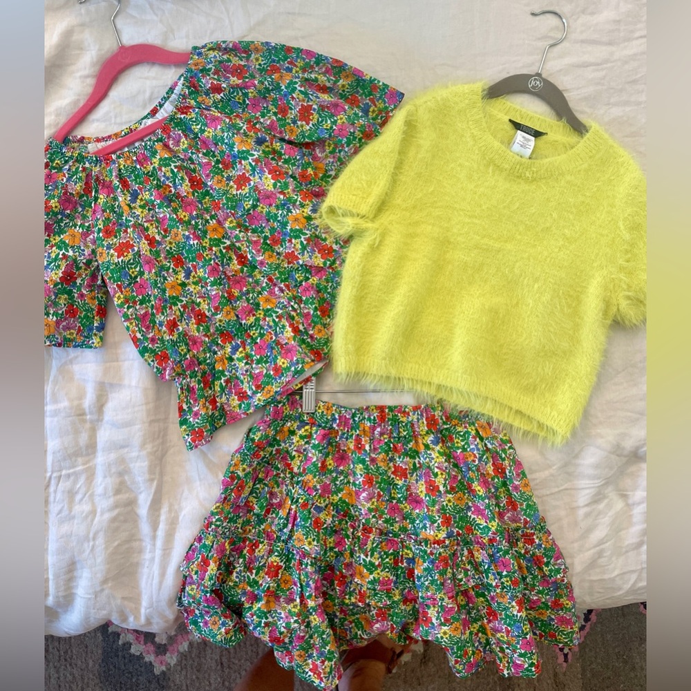 Size 14 Girls Skirt + Matching Top and Cropped Sweater
